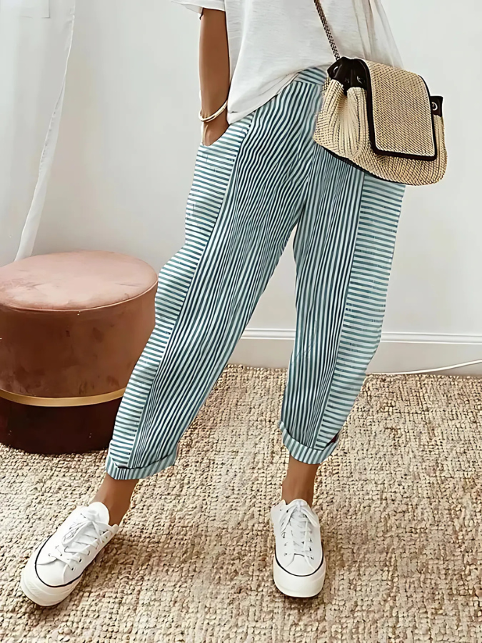 DAHLIA - STRIPED COTTON PANTS