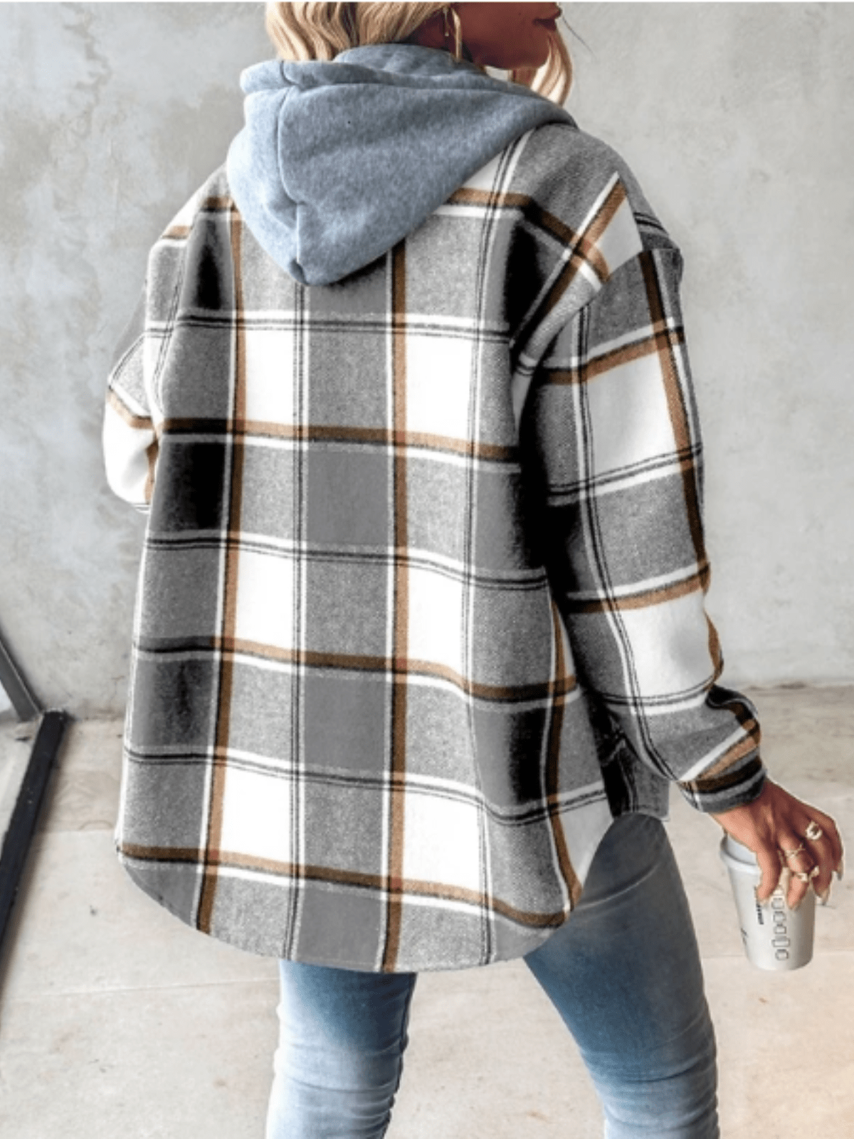 ELISA - CASUAL FLANNEL SHIRT WITH HOOD
