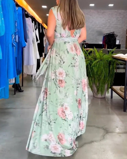 Venesa – floral grace sleeveless v-neck dress