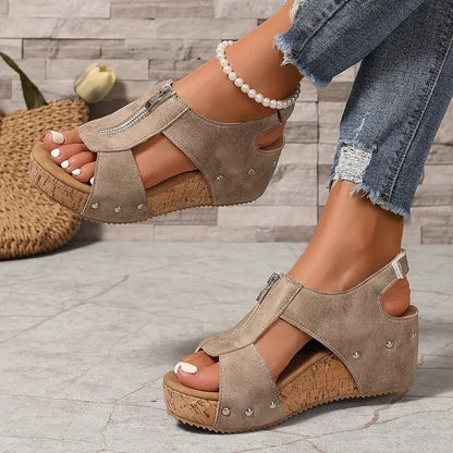 Aurelle – retro charm wedge sandals