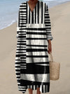 Abstract Stripes Print Midi Dress