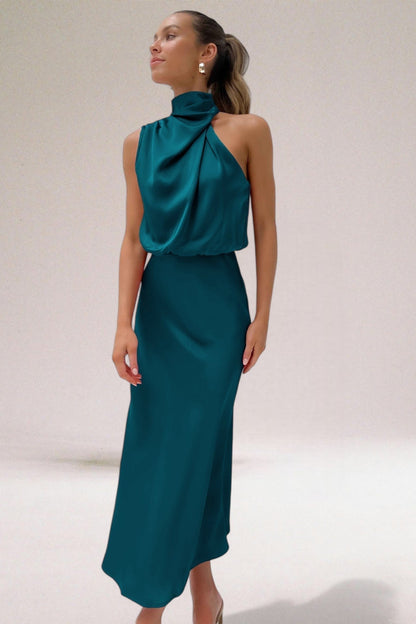 VALENTINA - SATIN DRESS WITH SOPHISTICATED DETAILS