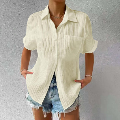 Brielle – sun-kissed linen ripple top