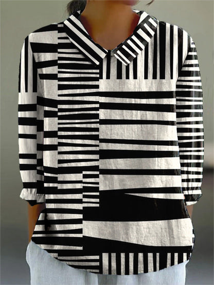 Abstract Stripes Print Midi Dress