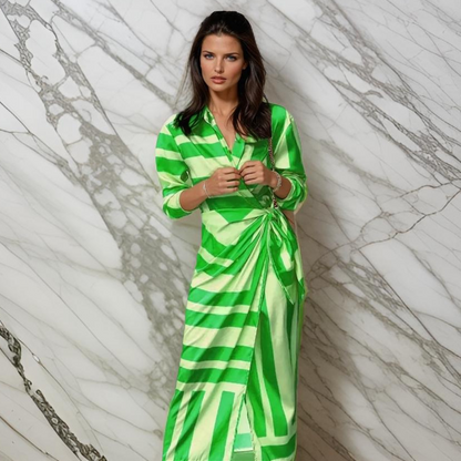 MIRAL-ELEGANT WRAP DRESS WITH PATTERN