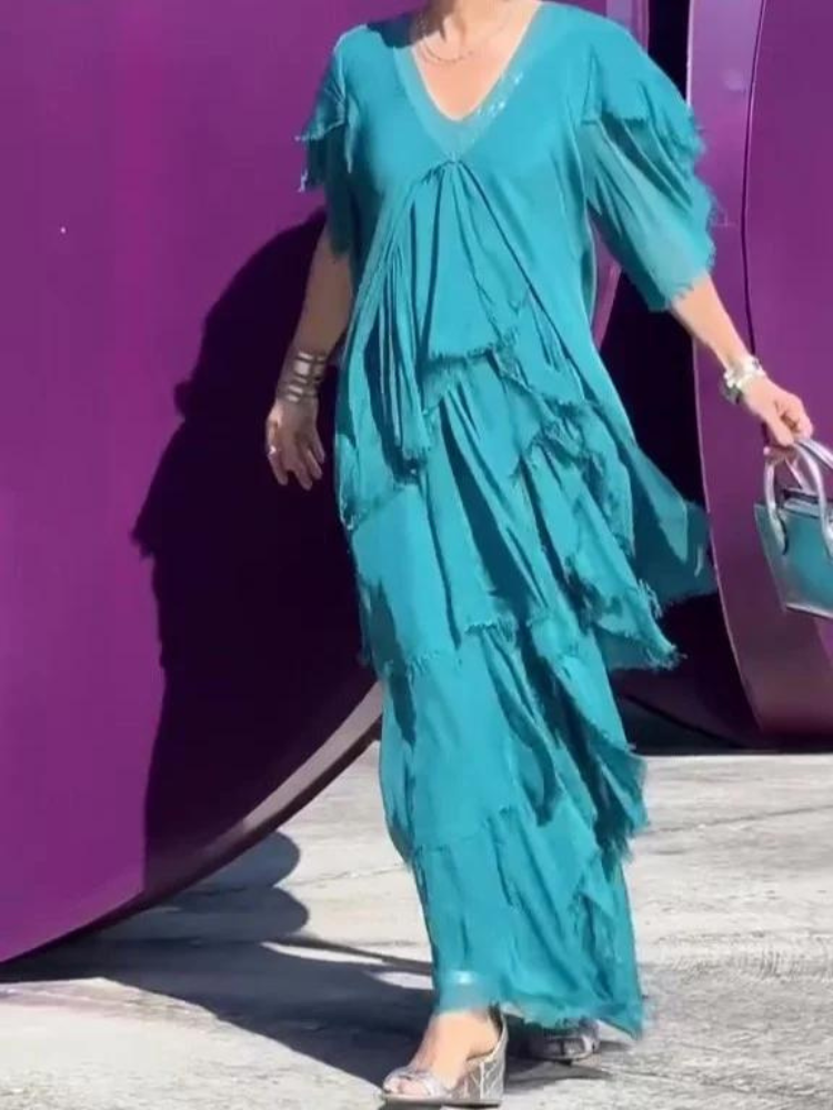 SAVANE - LONG DRESS WITH NECKLINE