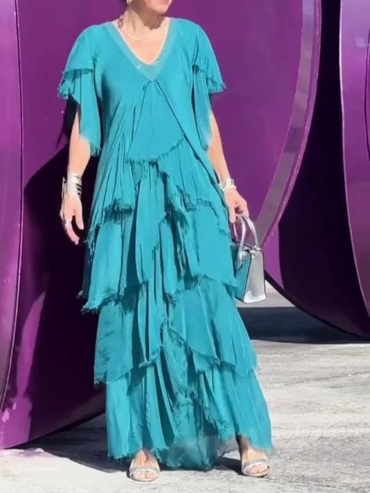 SAVANE - LONG DRESS WITH NECKLINE