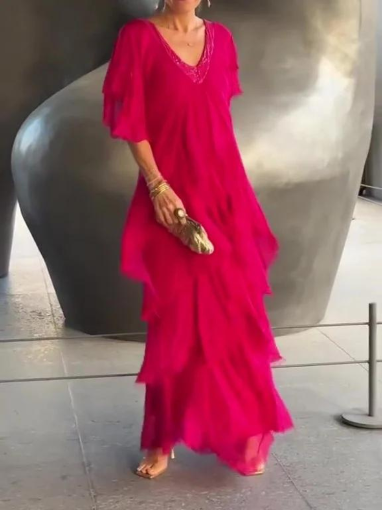 SAVANE - LONG DRESS WITH NECKLINE
