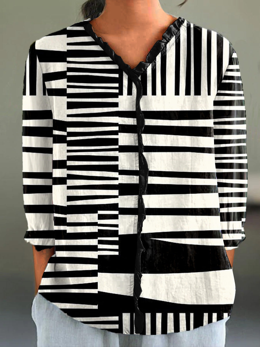 Abstract Stripes Print Midi Dress