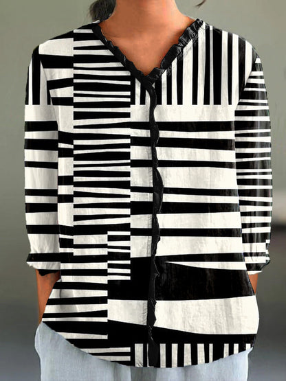 Abstract Stripes Print Midi Dress