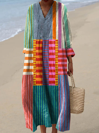 Vintage Geometric – soft rhythm cotton dress
