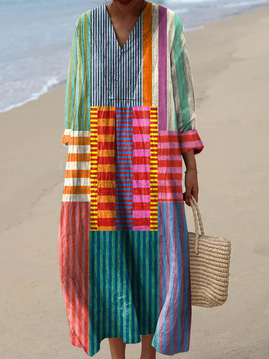 Vintage Geometric – soft rhythm cotton dress