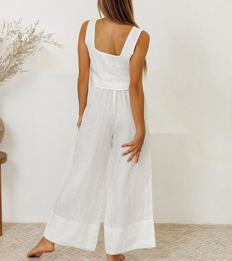 MEGAN - CHIC MINIMALIST TOP WITH STYLISH WIDE-LEG PANTS SET