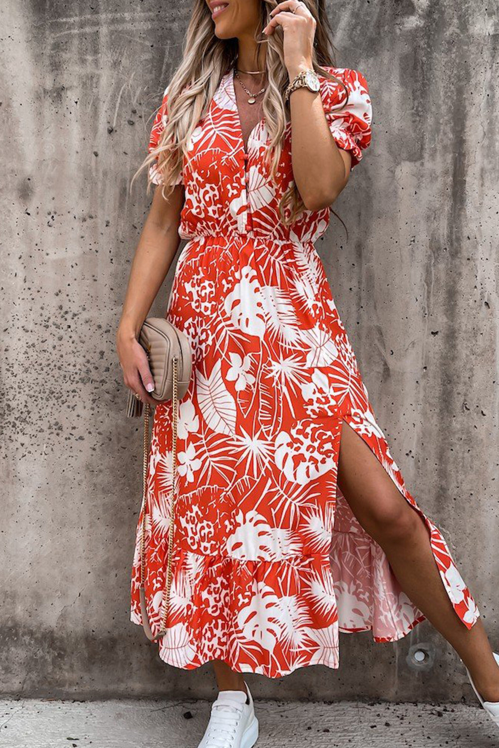GEORGIA - FLORAL MAXI DRESS WITH V-NECK