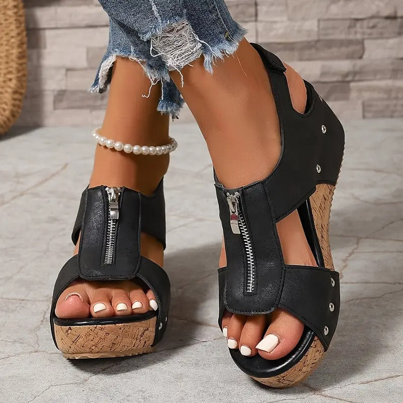 Aurelle – retro charm wedge sandals