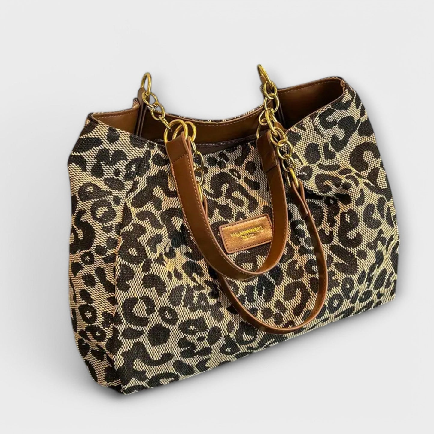 LEOPARD-PRINTED CANVAS TOTE