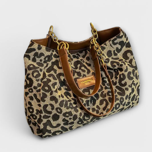 LEOPARD-PRINTED CANVAS TOTE