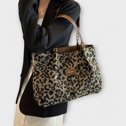 LEOPARD-PRINTED CANVAS TOTE