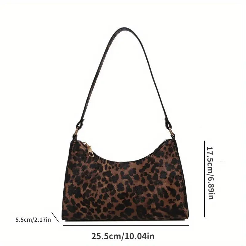 LEOPARD PRINT FRENCH-STYLE SHOULDER BAG