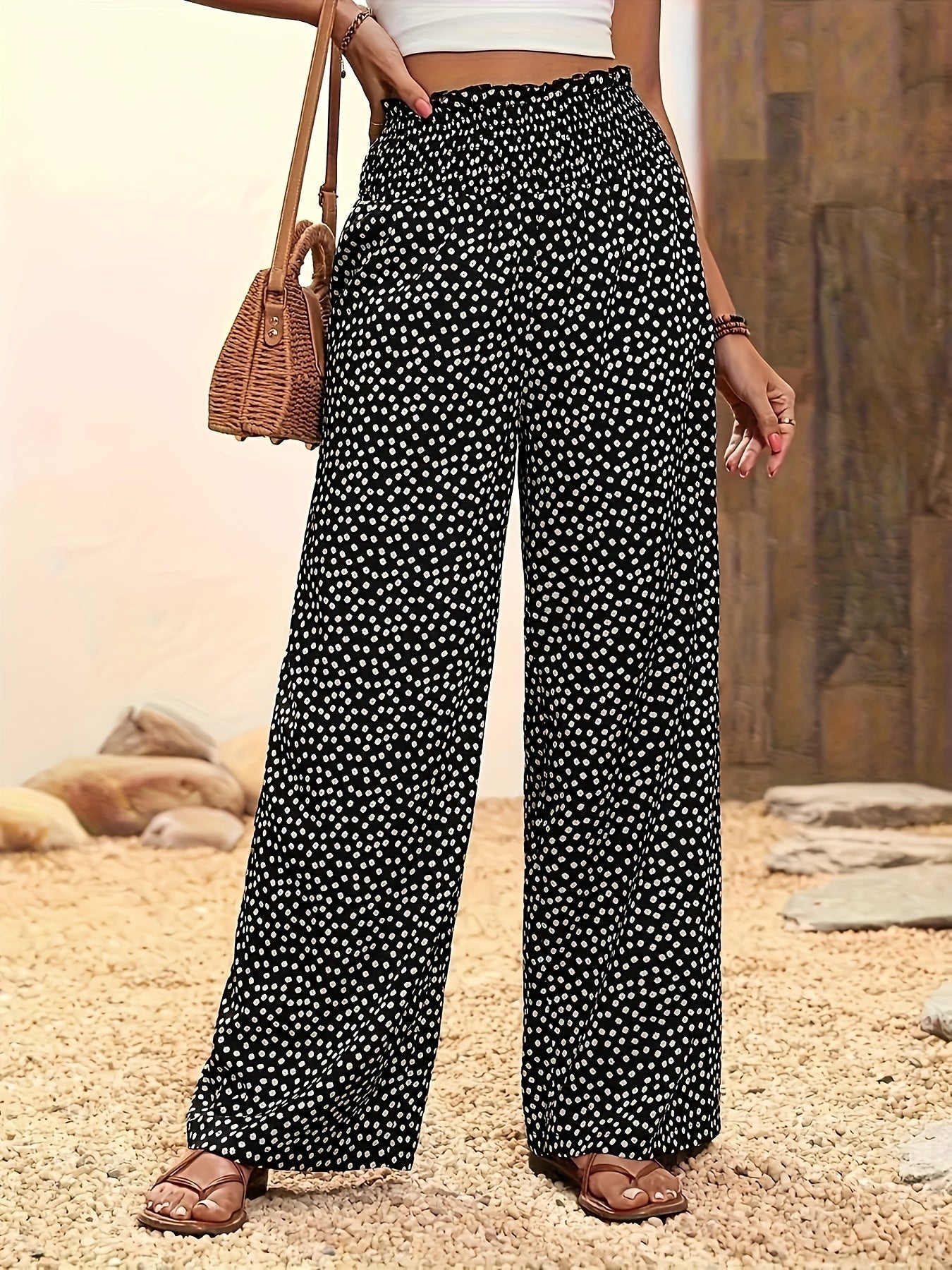 MIRA - ALLOVER PRINT WIDE-LEG PANTS