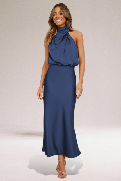 VALENTINA - SATIN DRESS WITH SOPHISTICATED DETAILS