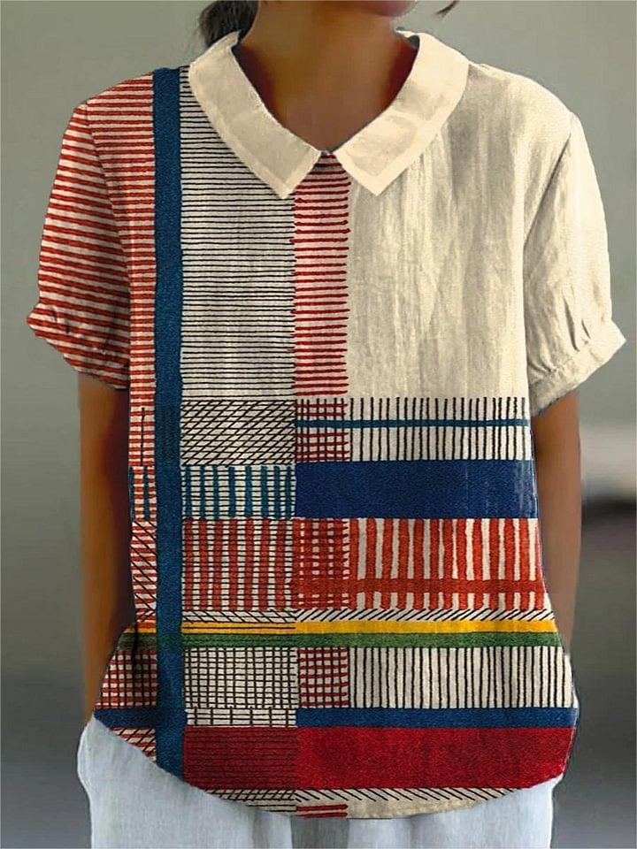 Vintage Geometric Line Art – soft structure cotton day dress