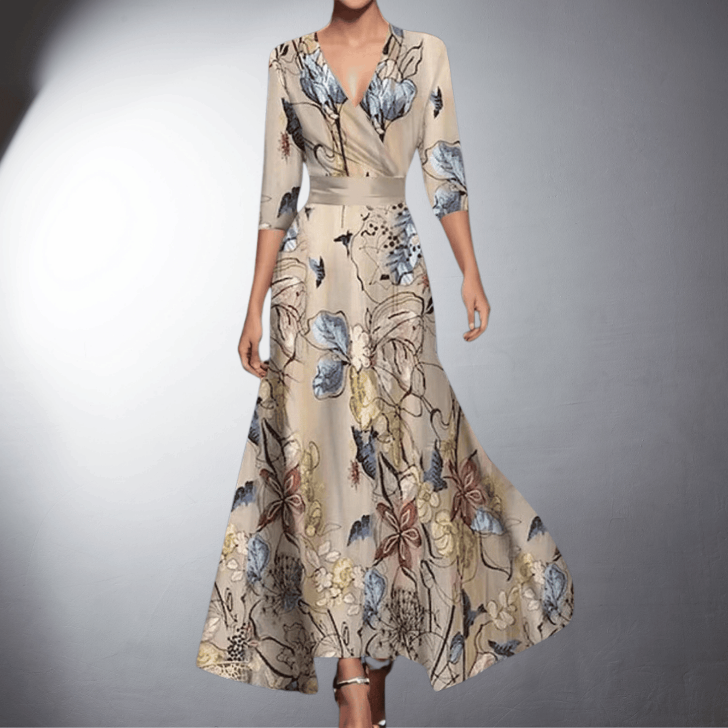 NUNZIA - ELEGANT EVENING DRESS WITH FLORAL CHARM