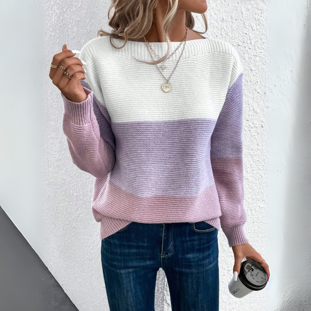 CHIARA- THREE-COLOR PATCHWORK SWEATER