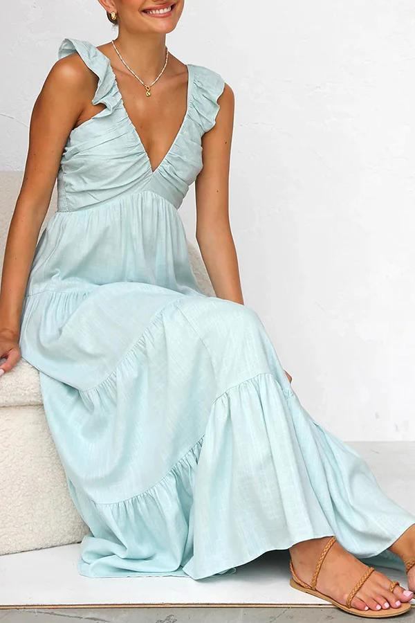 JANNA - ELEGANT LONG V-NECK DRESS