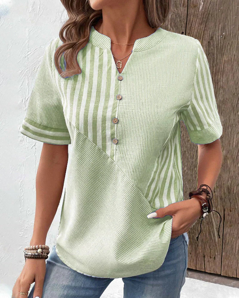 Sandra – coastal lines striped blouse