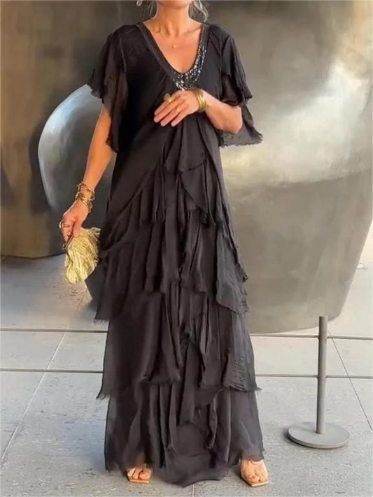 SAVANE - LONG DRESS WITH NECKLINE