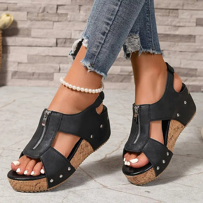 Aurelle – retro charm wedge sandals