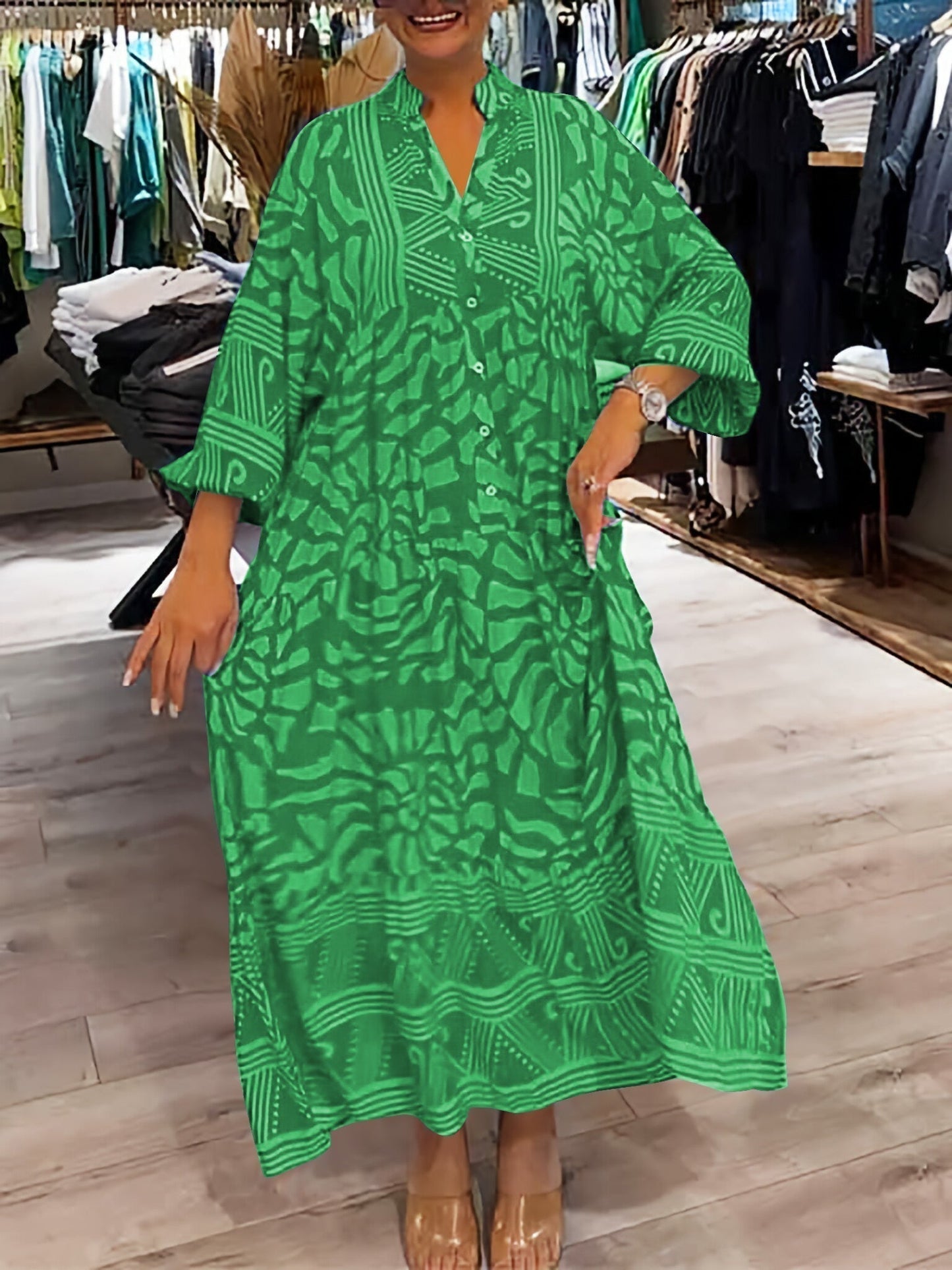 Mira – sunset bloom v-neck dress