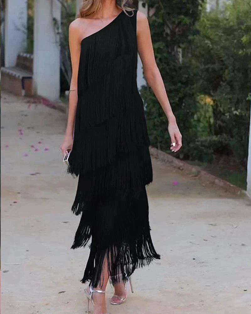 LAUREN - ELEGANT DRESS WITH TASSELS