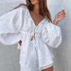 ALEXANDRA - CHIC RUFFLED TIE-FRONT TOP WITH MATCHING SHORTS ENSEMBLE