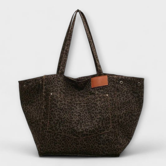 ELEGANT LEOPARD -PRINT CANVAS SHOULDER BAG