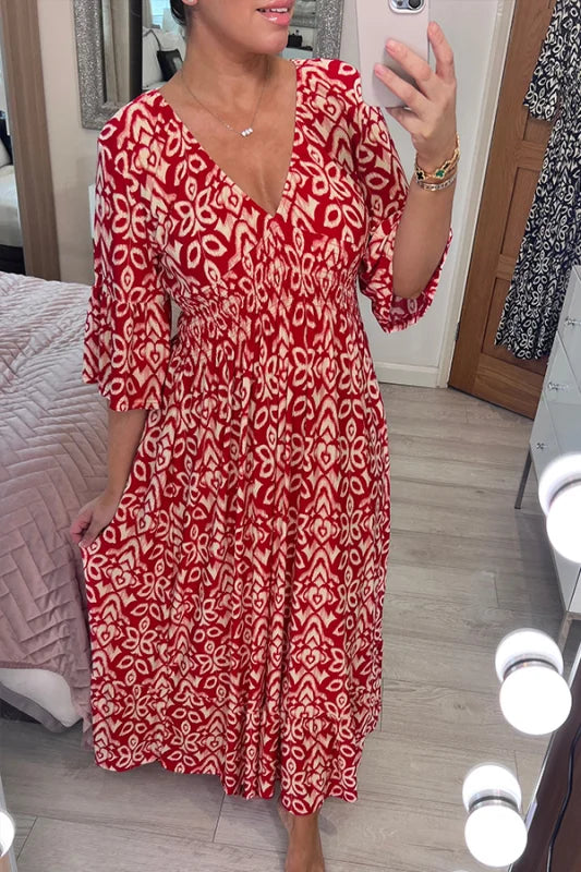 Bohemian – sun-kissed drape wrap maxi dress