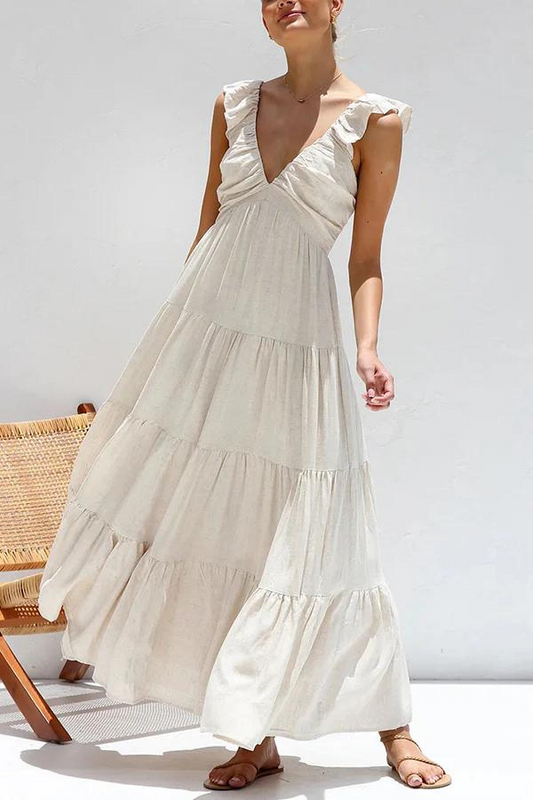 JANNA - ELEGANT LONG V-NECK DRESS