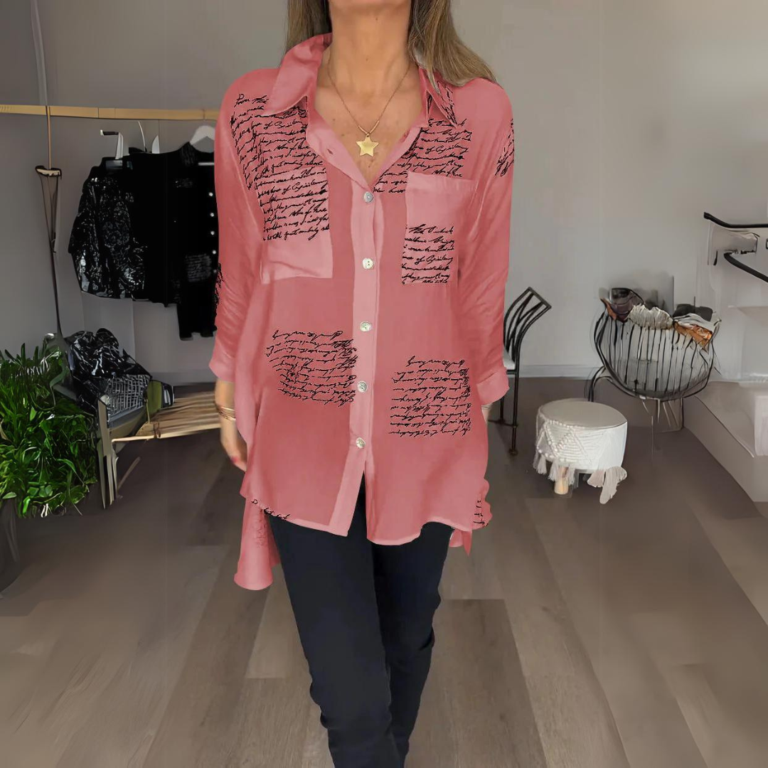 Callista – inked elegance button-up shirt
