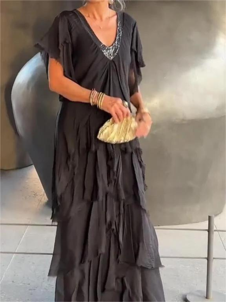 SAVANE - LONG DRESS WITH NECKLINE