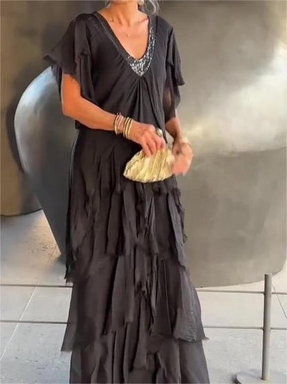 SAVANE - LONG DRESS WITH NECKLINE