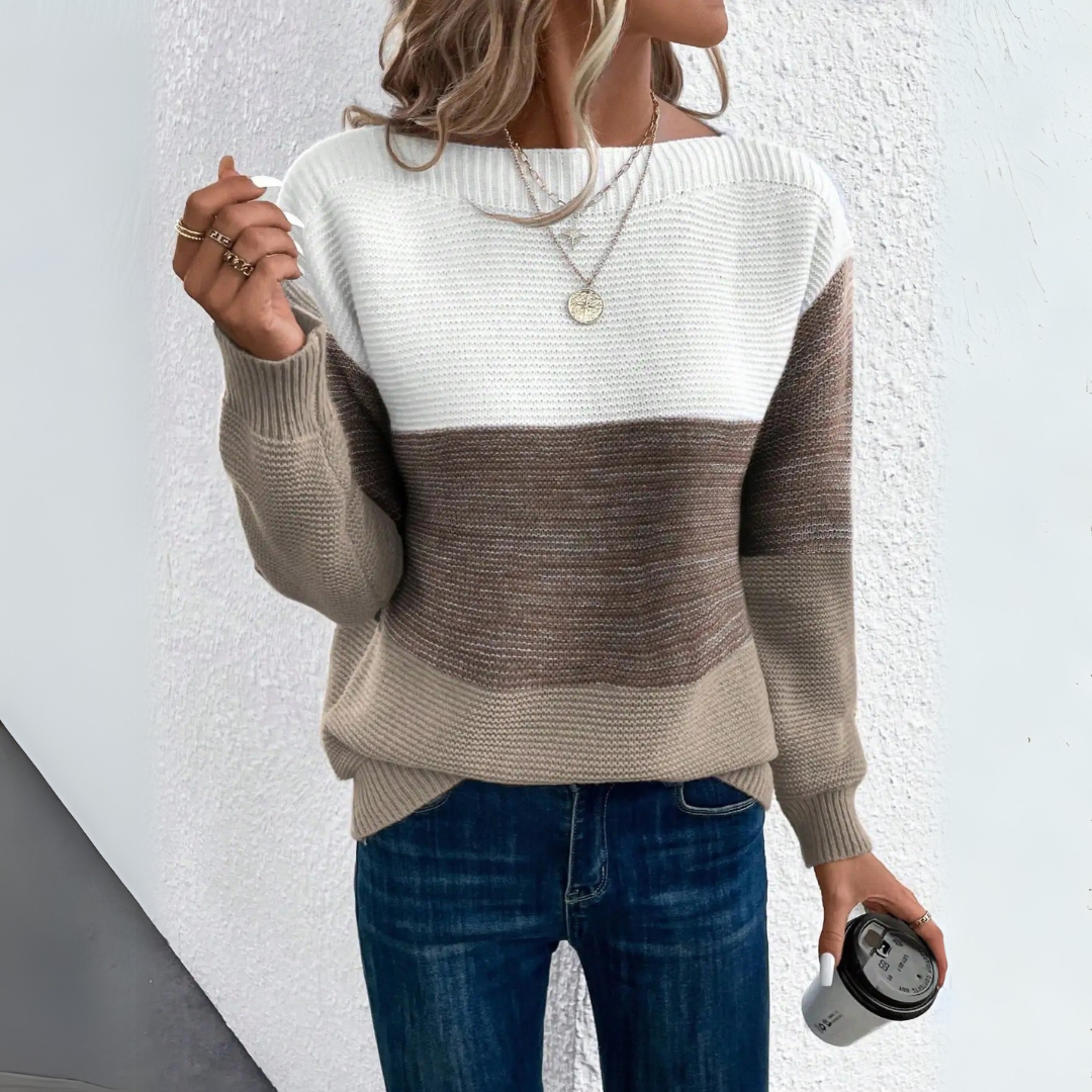 CHIARA- THREE-COLOR PATCHWORK SWEATER