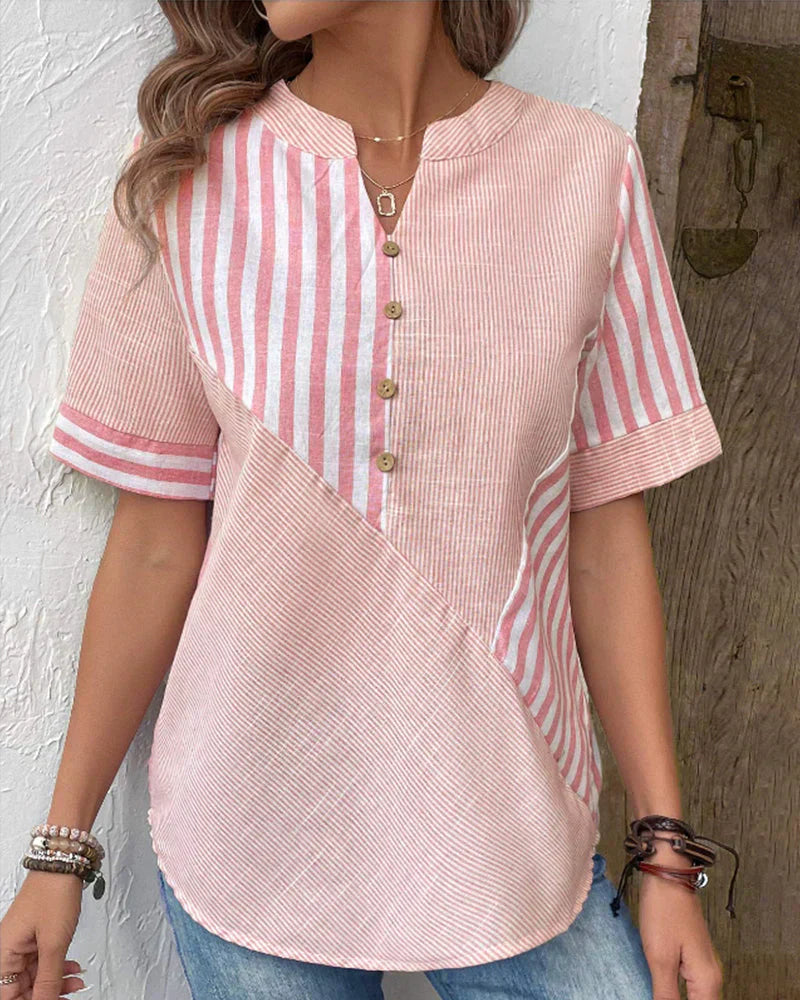 Sandra – coastal lines striped blouse