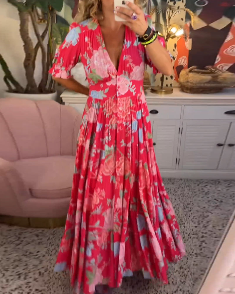 Catrisa – blooming charm v-neck dress with pockets