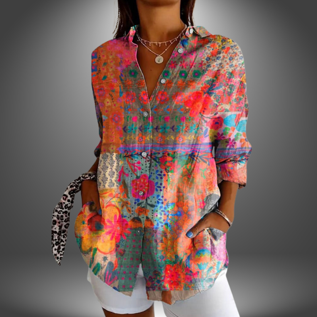 Jyla – sunset mosaic boho blouse