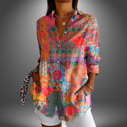 Jyla – sunset mosaic boho blouse
