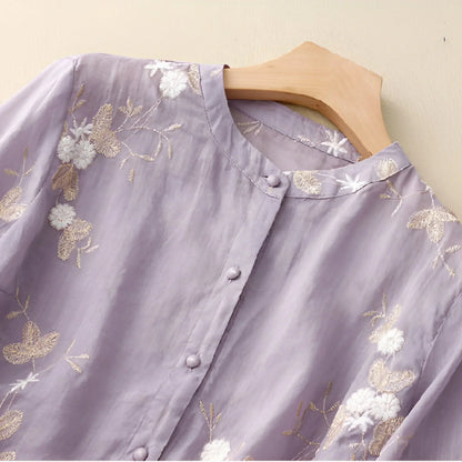 CELEST - COTTON TOP WITH EMBROIDERED FLOWERS
