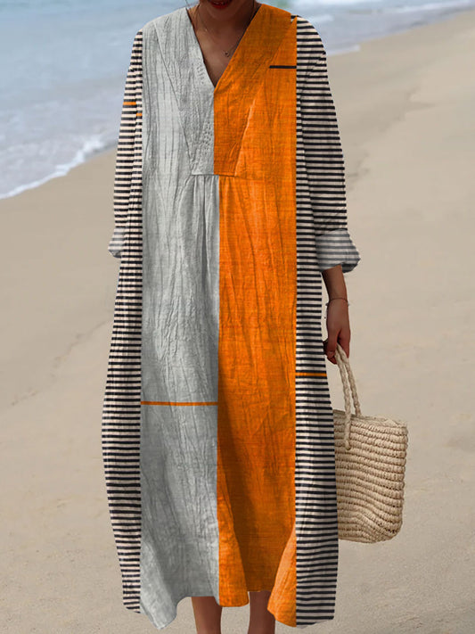Vintage Boho Geometry – sunlit echoes cotton dress