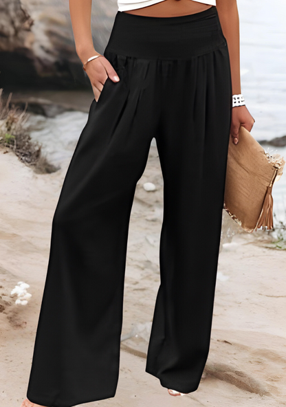 LILY - FLOWING BEACH PANTS WITH WIDE LEGS
