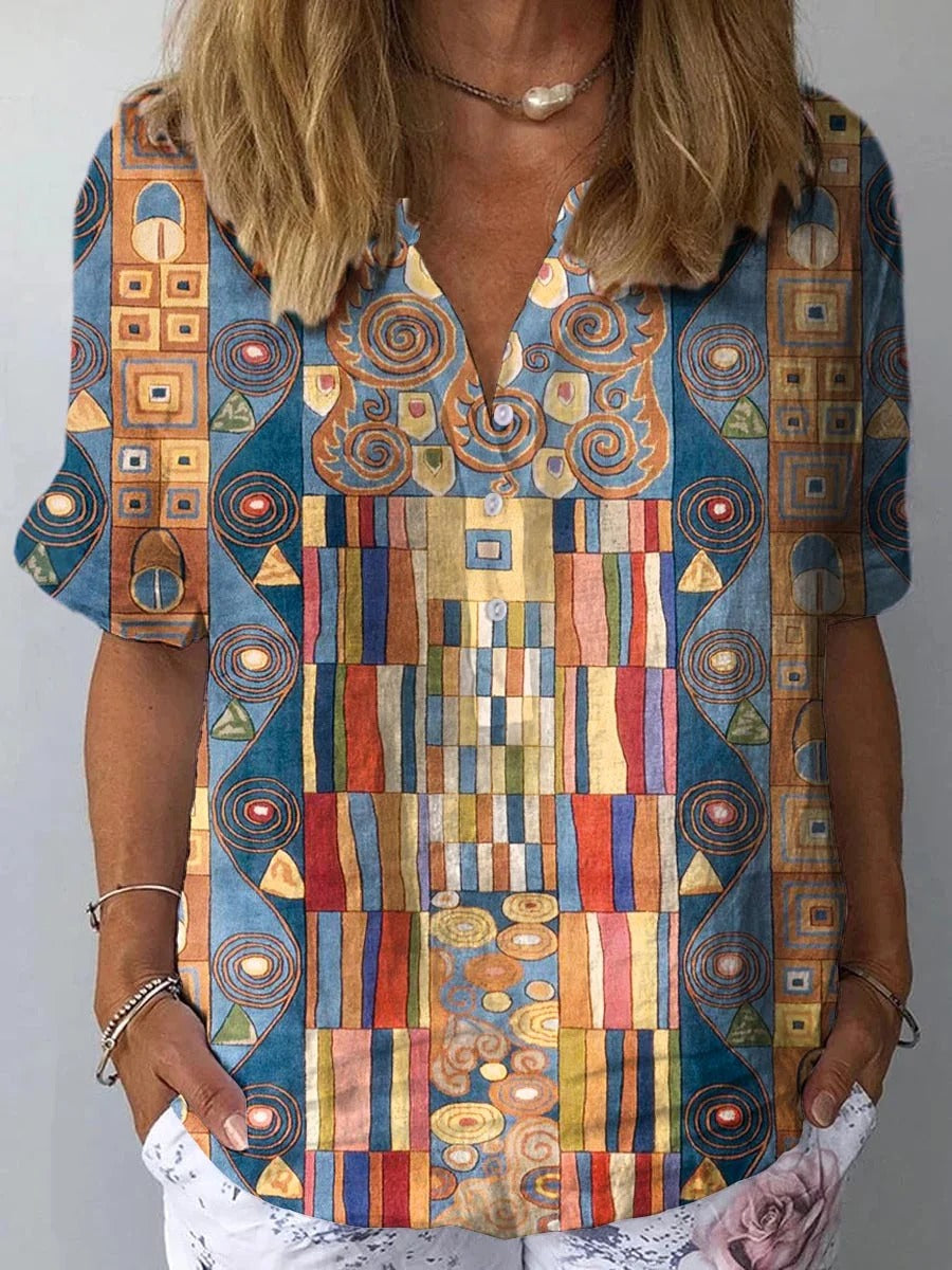Multicoloured Abstract – geometric daydream midi dress